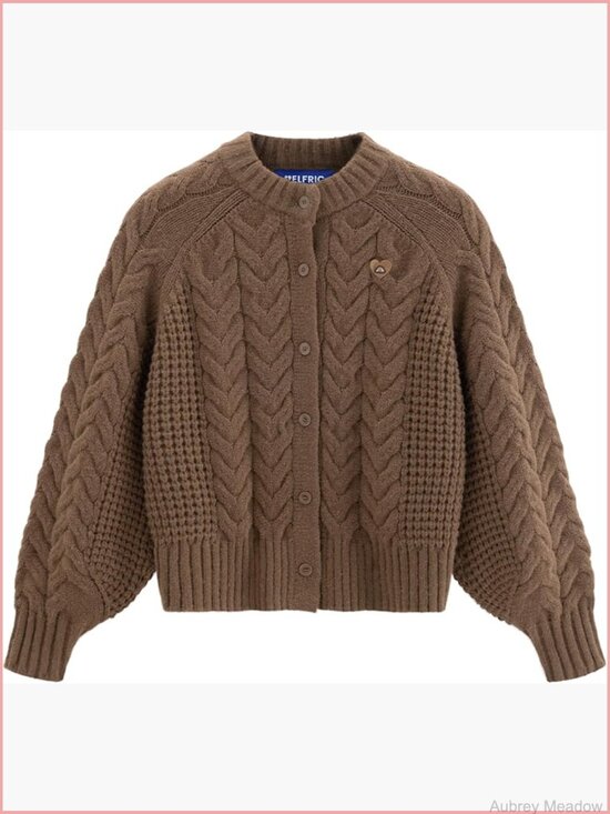 Sweaters - Chunky Oversized Cable Knit Open Front Cardigan Long Sleeve Crewneck